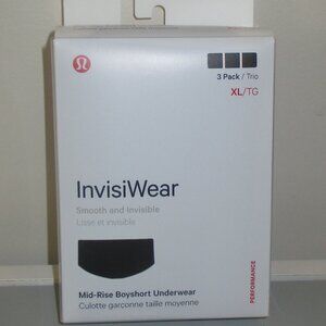 Lululemon InvisiWear Mid Rise Boyshort Underwear 3 Pack Black - NWT - Size XL